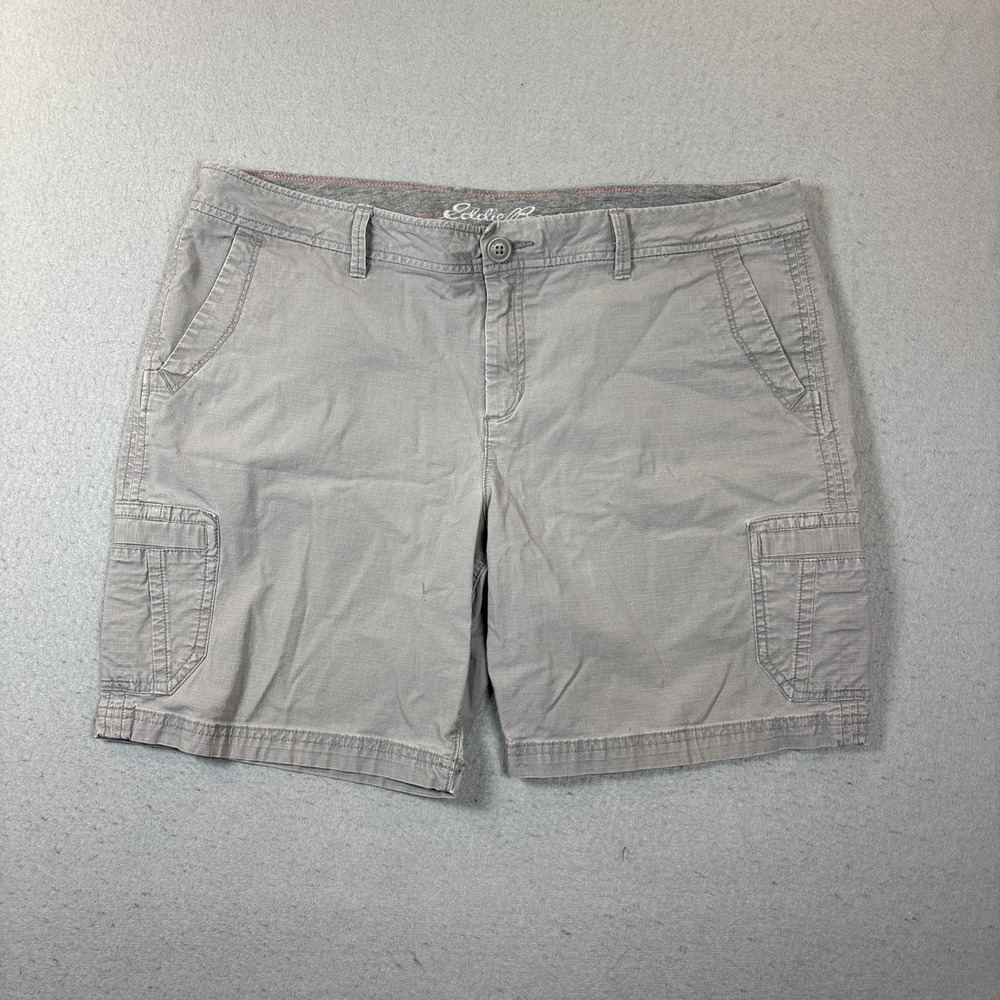 Eddie Bauer Women's shorts size 14 khaki Cargo Utility inseam 7.5"